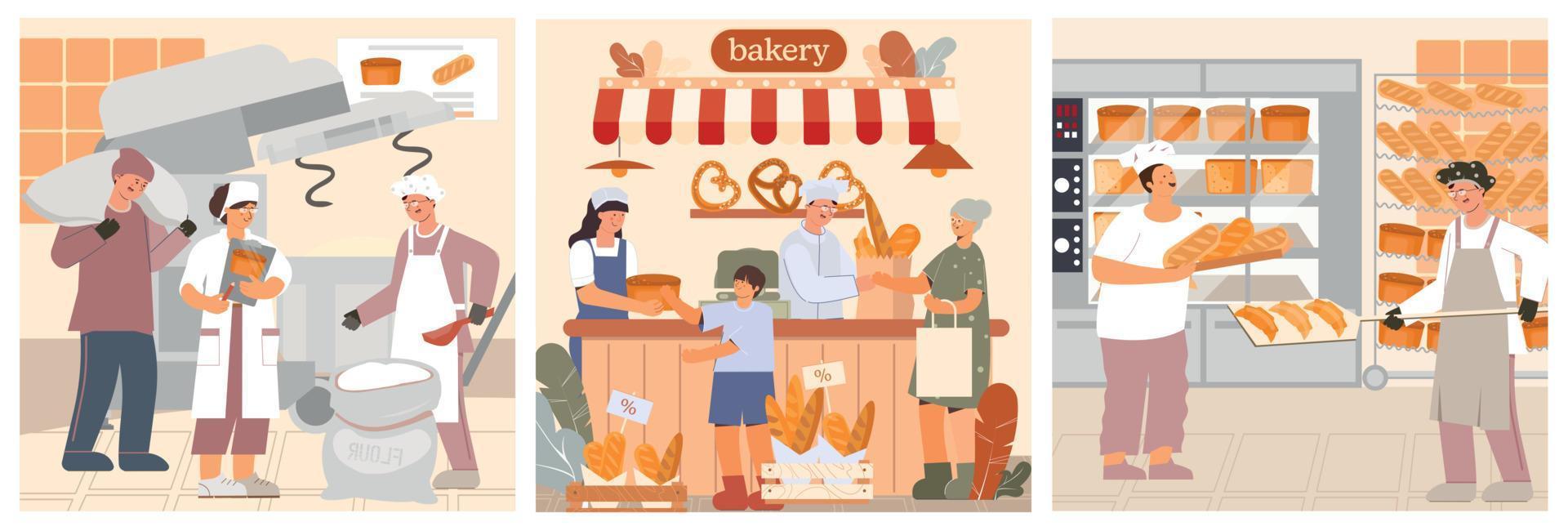 ilustración de panadería plana vector