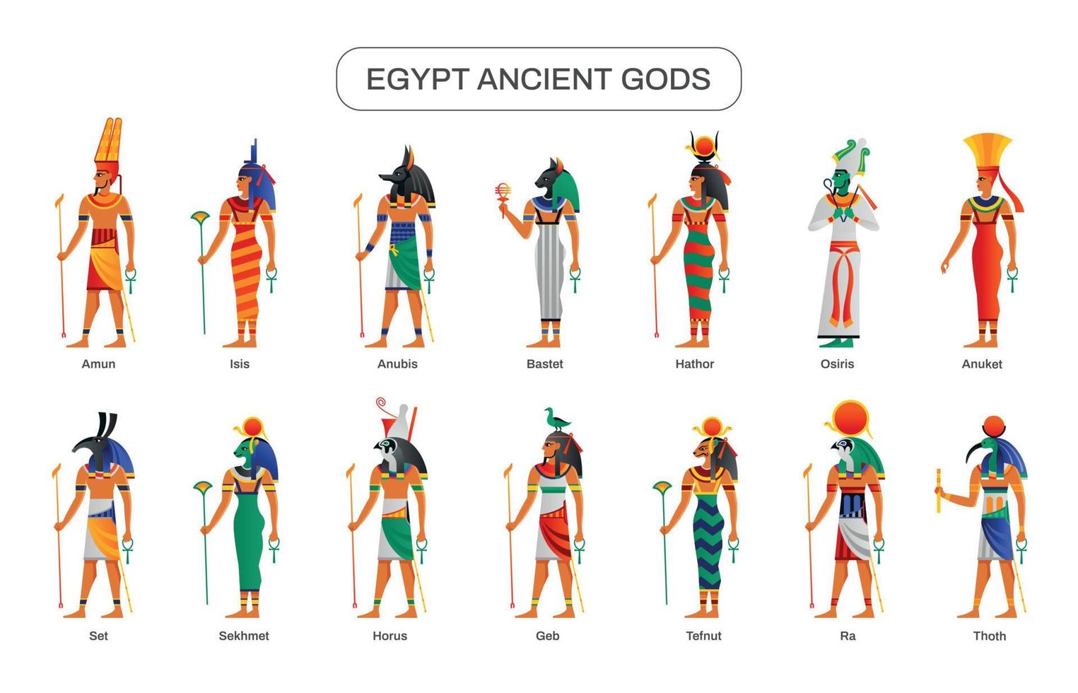 Egypt Ancient Gods Set vector