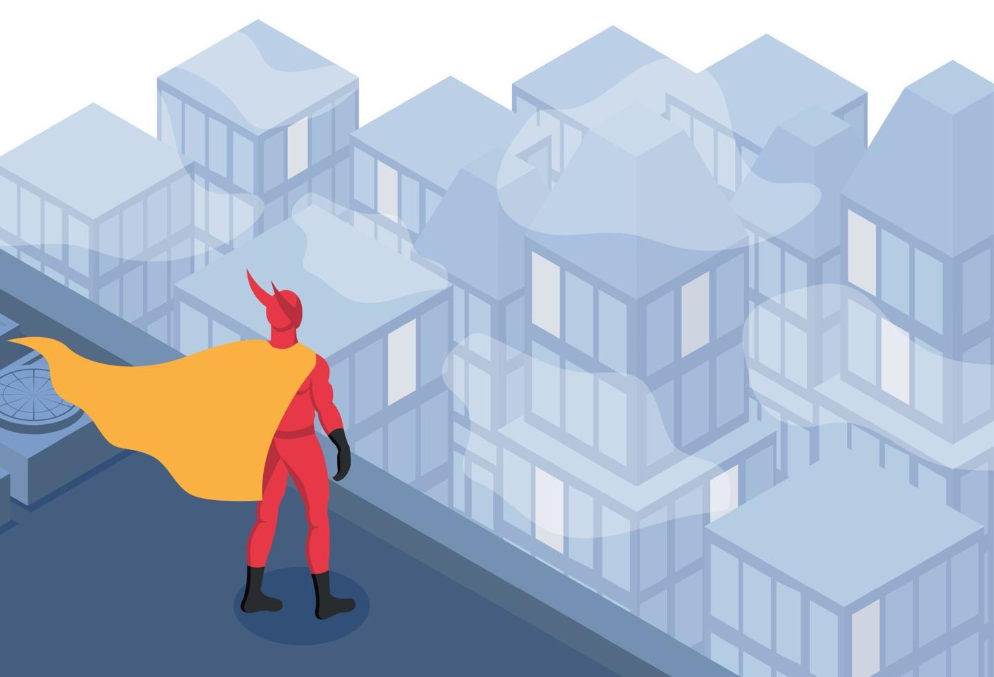 Superhero Isometric Composition vector