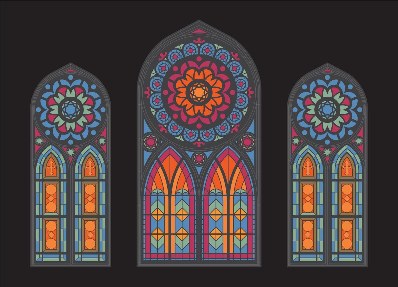 Fondo de ventanas de mosaico de la catedral vector