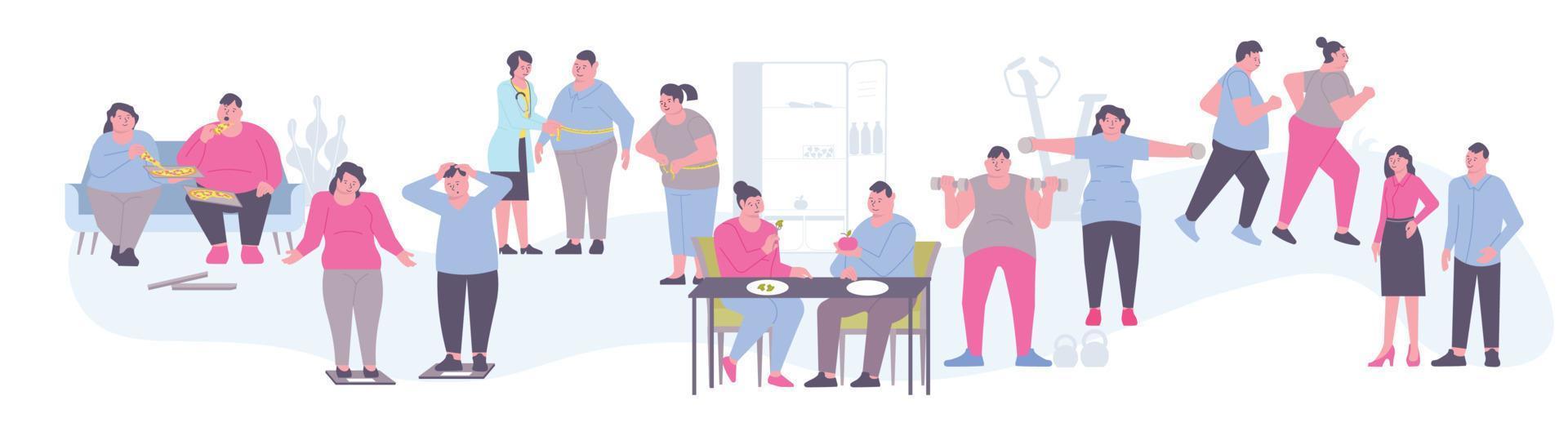 Weight Loss People Set vector