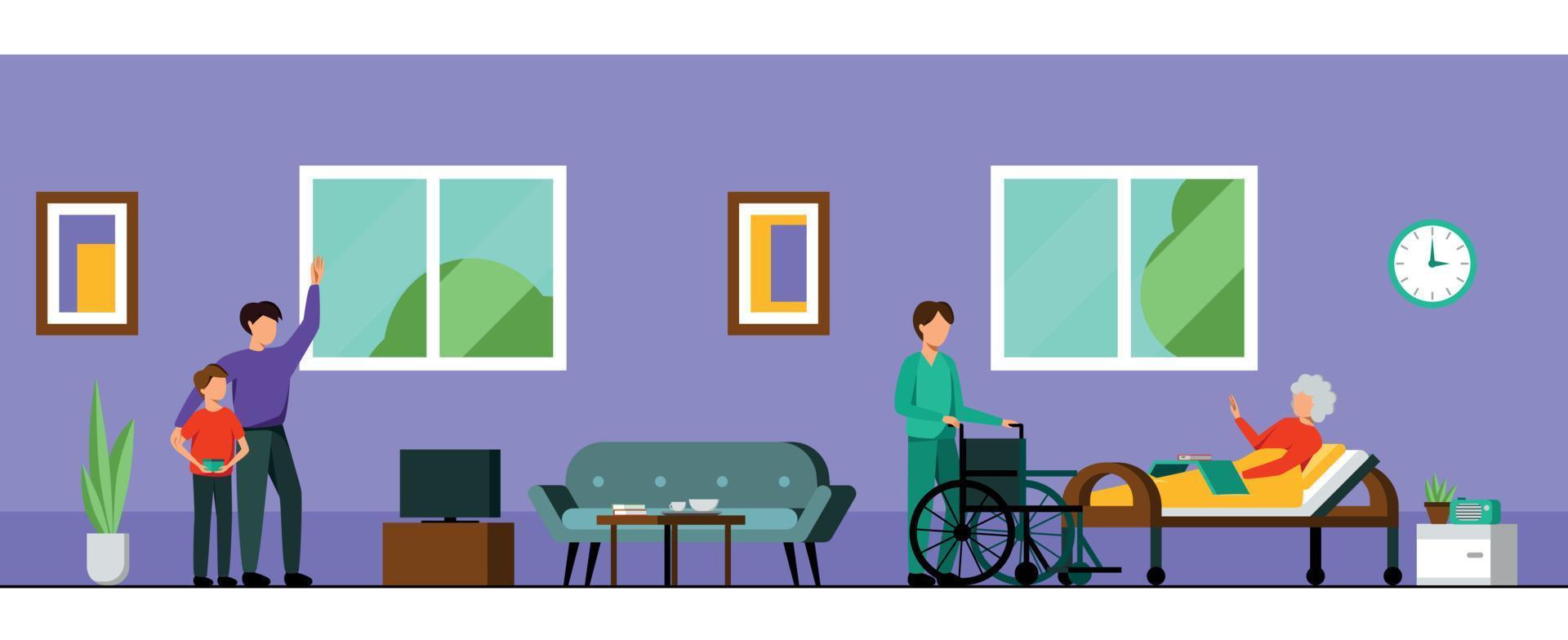 Nursing Home Characters Colored Composition vector