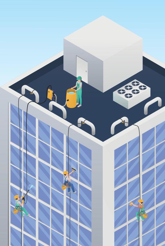 Isometric Professional Cleaning Service Composition vector