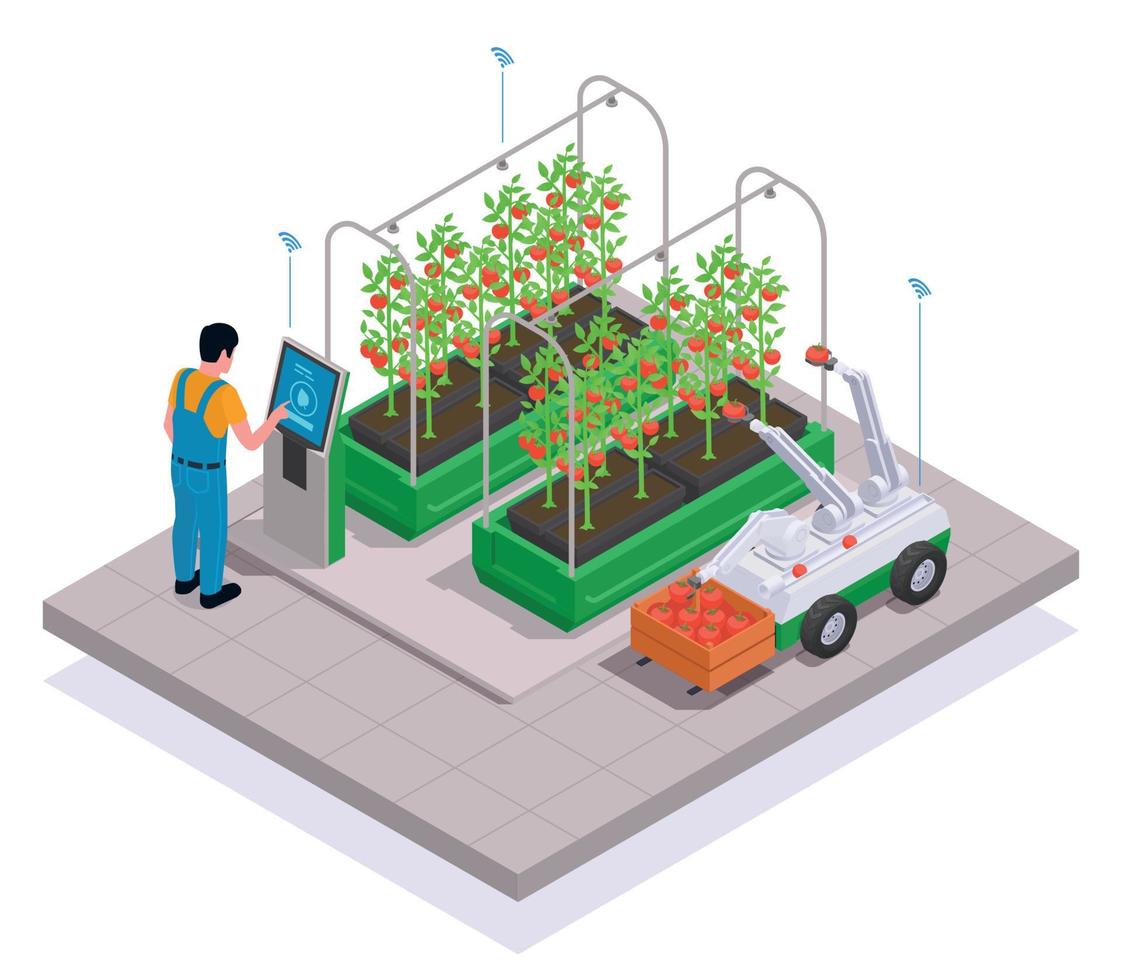 Modern Greenhouse Isometric Colored Concept vector