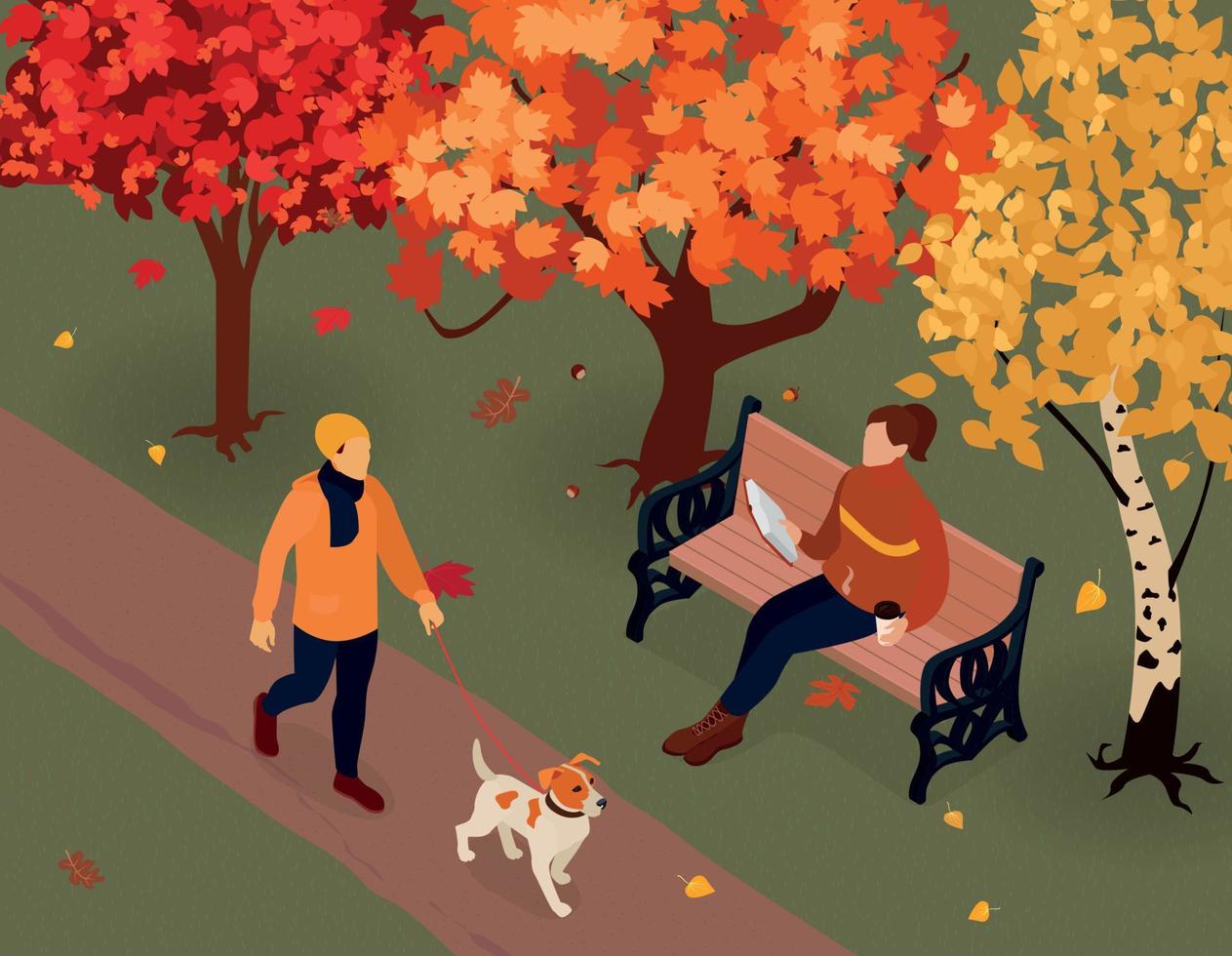 Autumn Fall Isometric Composition vector