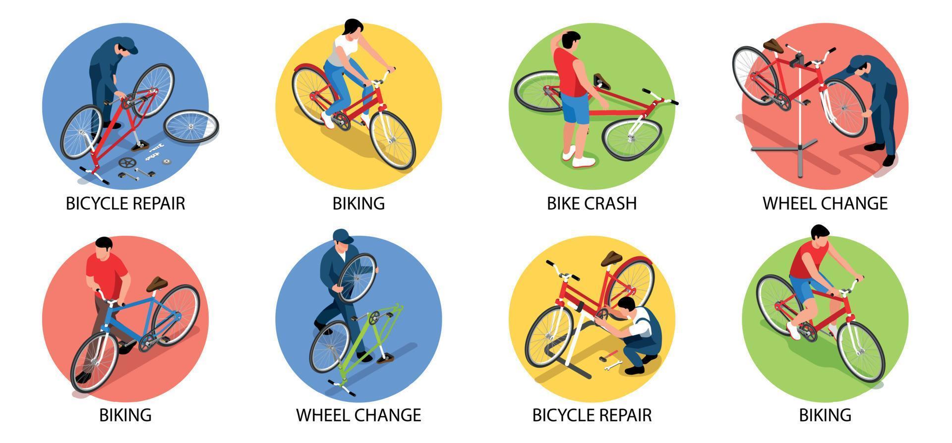 Biking Isometric Set vector