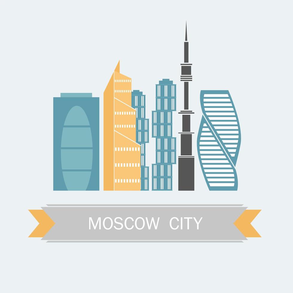 Banner of Moscow city in flat line trendy style. All buildings separated vector