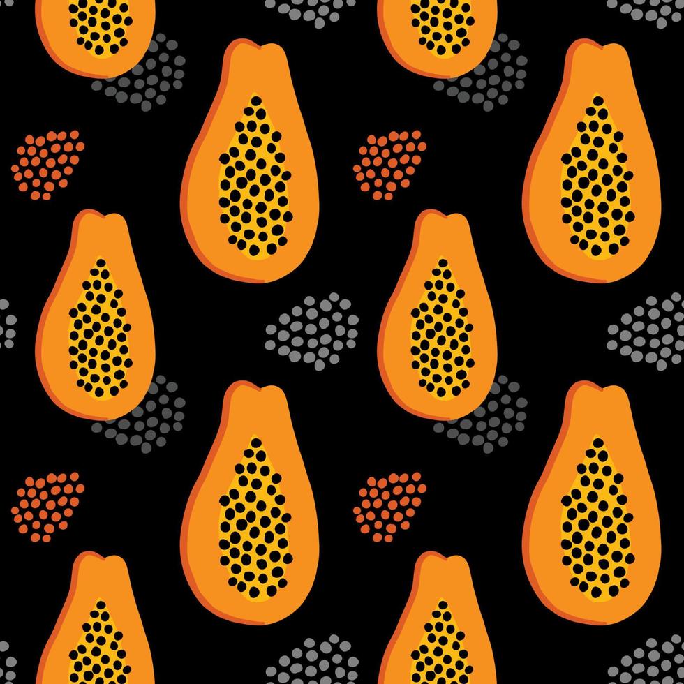 Summer tropical seamless pattern with papaya fruit vector