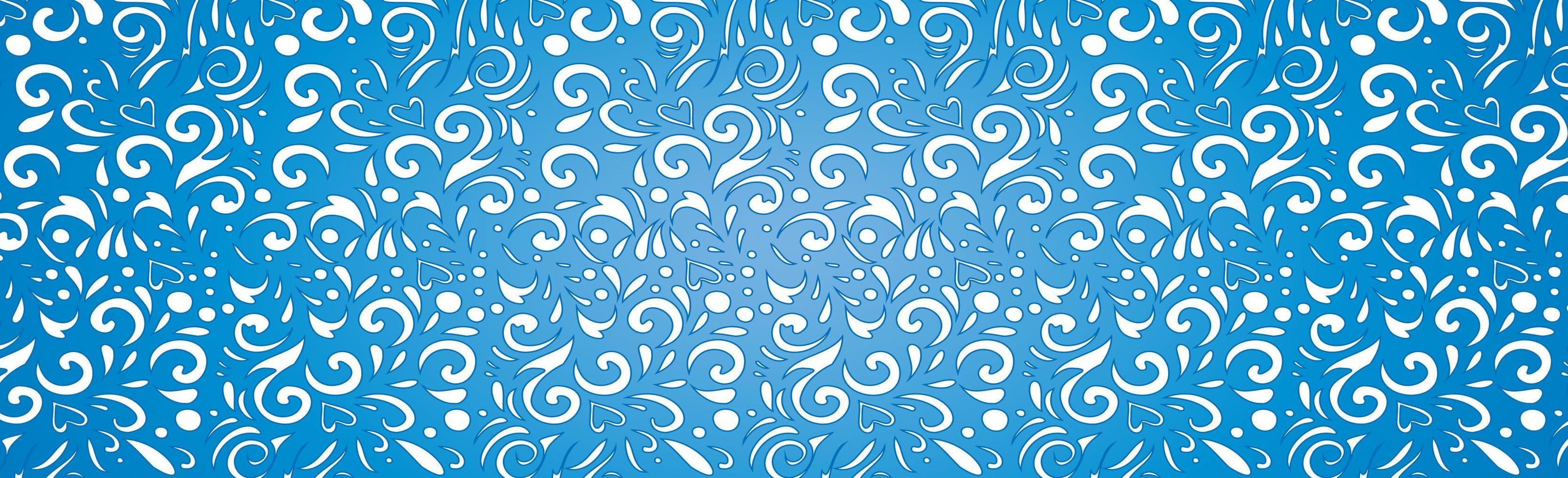 Abstract frosty patterns, panoramic blue and white web pattern background - Vector