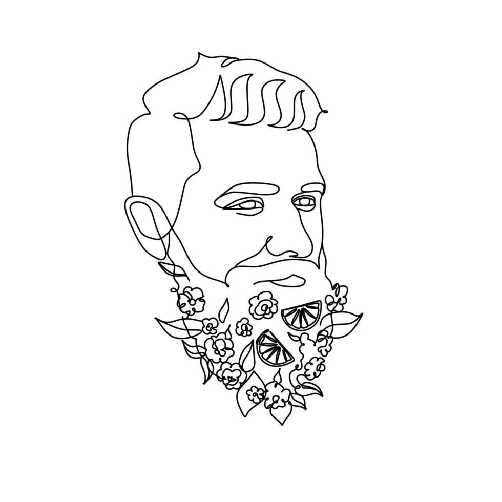 hombre con flores en la barba vector