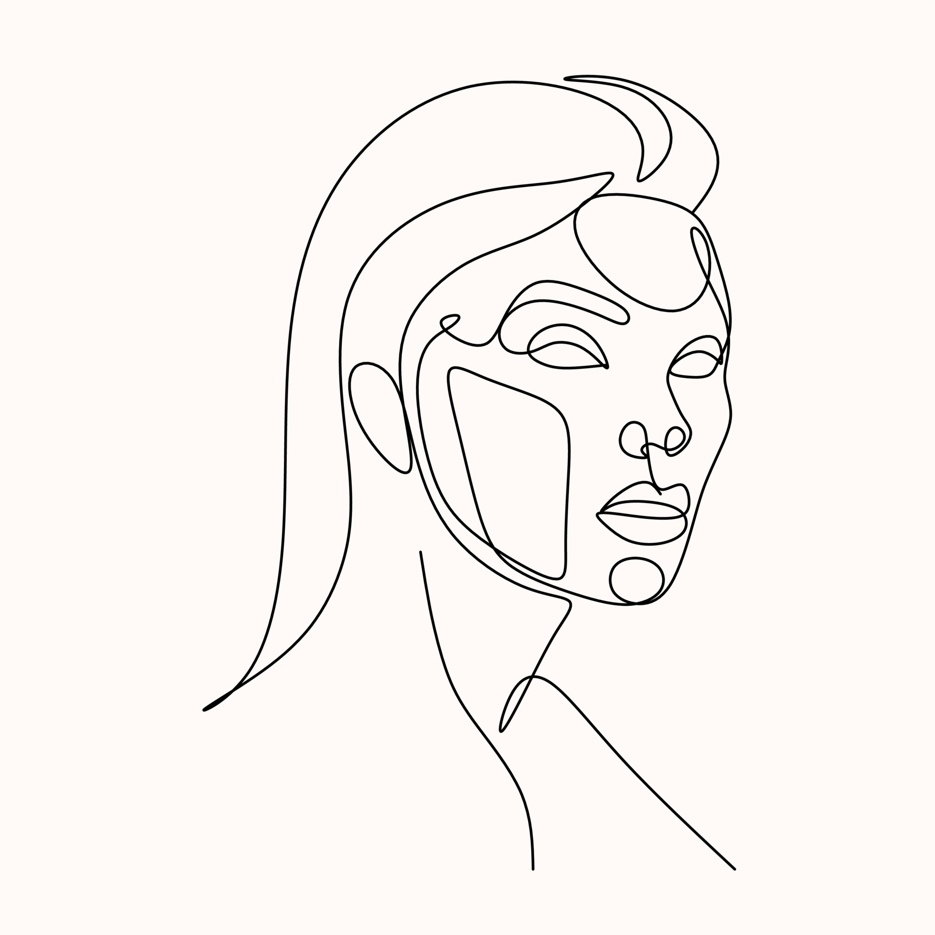 Feminine Face Line Art Vector. Minimalist Line Drawing Woman Face ...