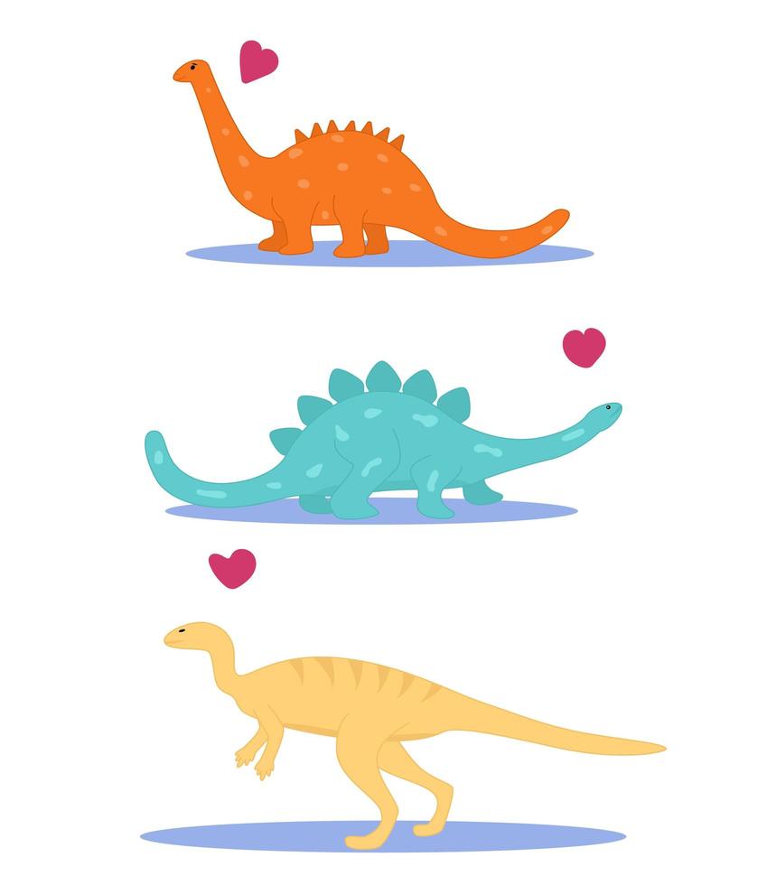 conjunto de lindos dinosaurios. ilustración vectorial plana vector