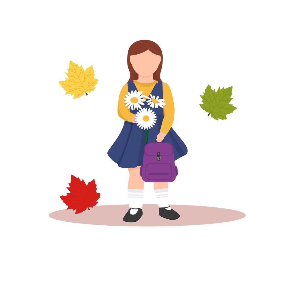 A girl in a school uniform. The child is ready for school vector