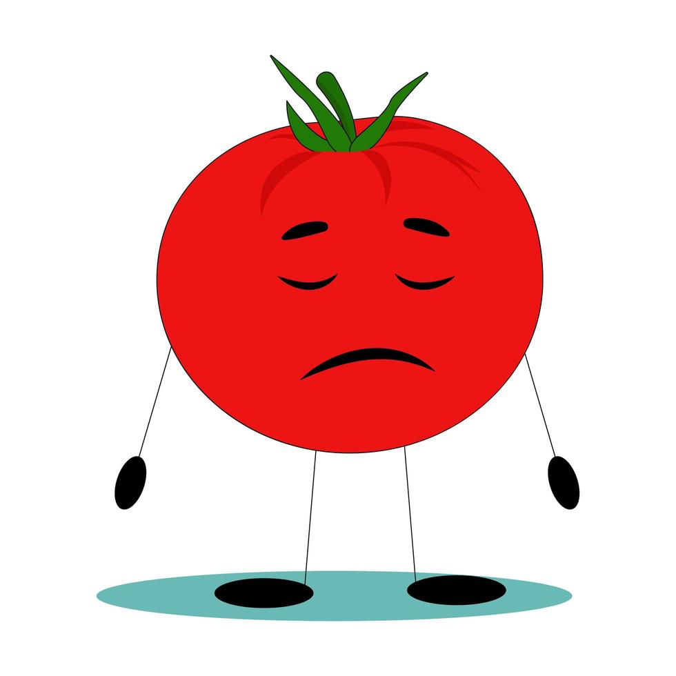 Funny tomato. Tomato with funny face. Flat vector illustration.