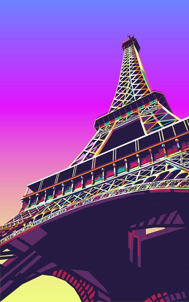 Colorful eiffel tower vector