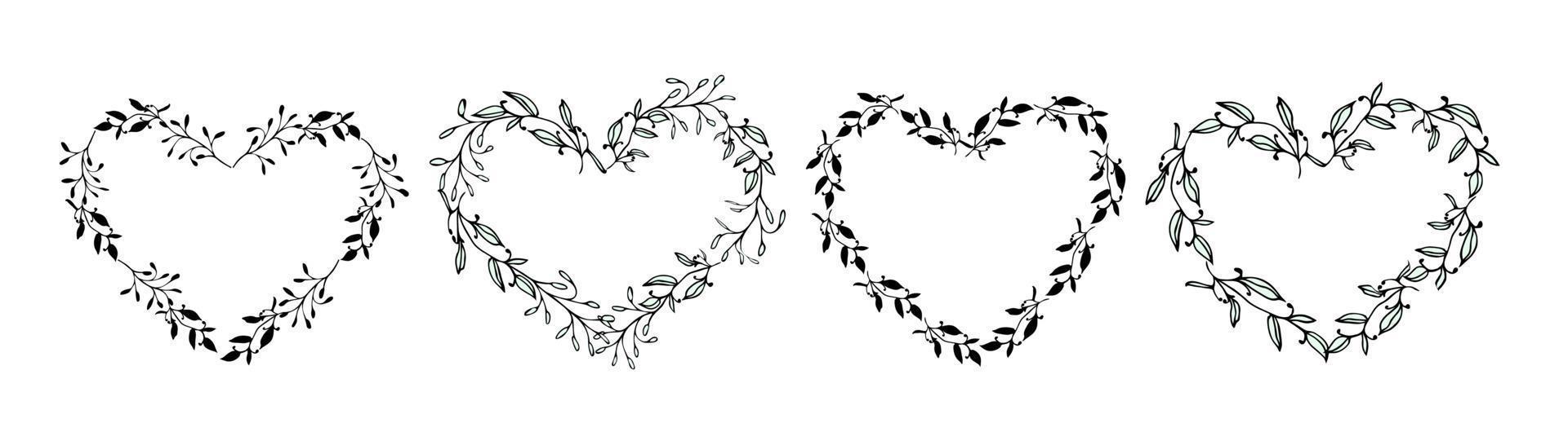 Floral heart frame for wedding or Valentines day card vector