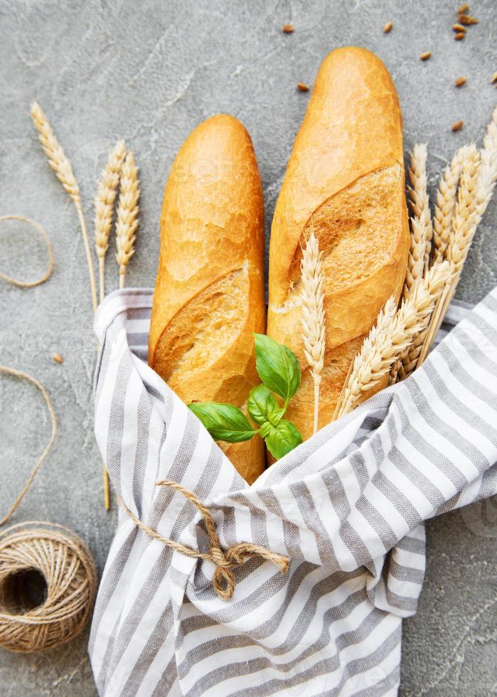 Fresh bread on a table photo