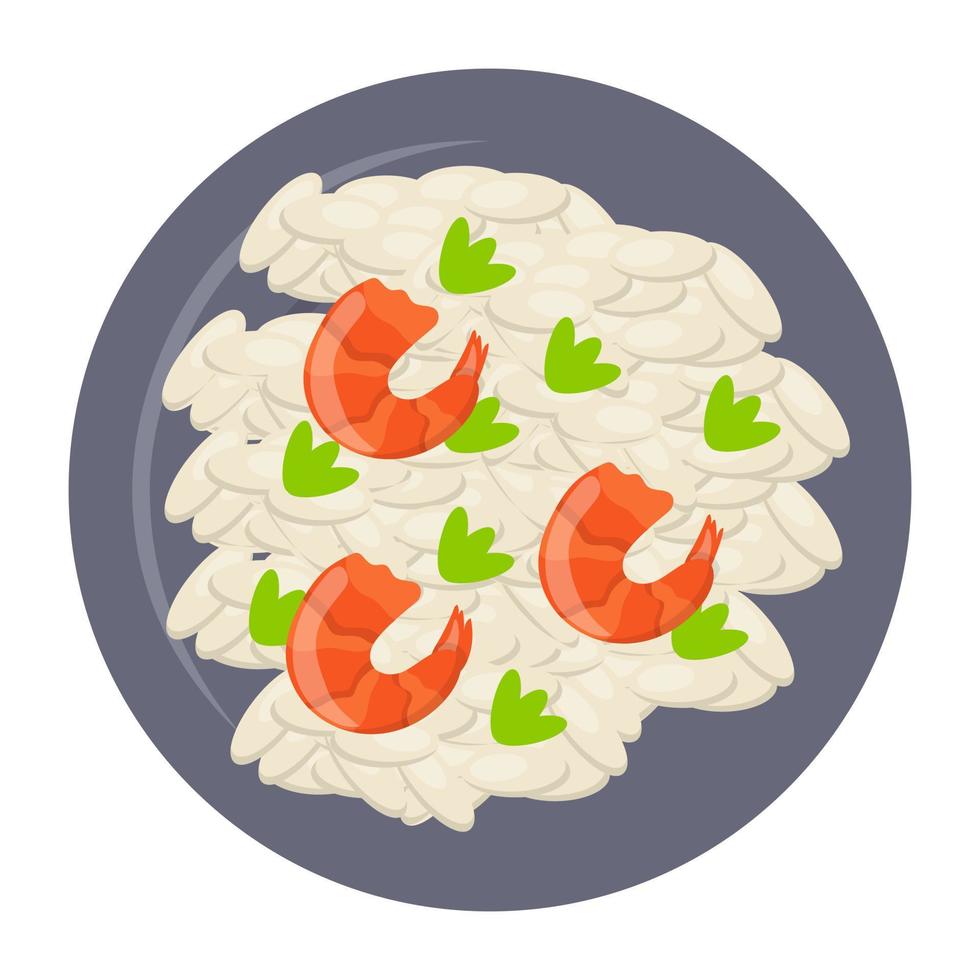 pasta alfredo con camarones vector