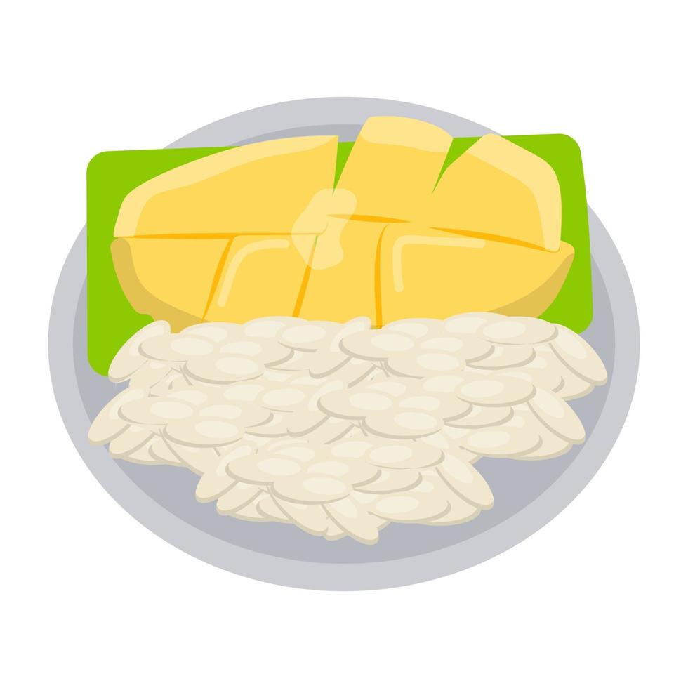 mango arroz pegajoso vector