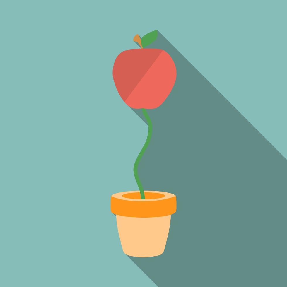 Apple on a stick in the pot icon. Vector illustration