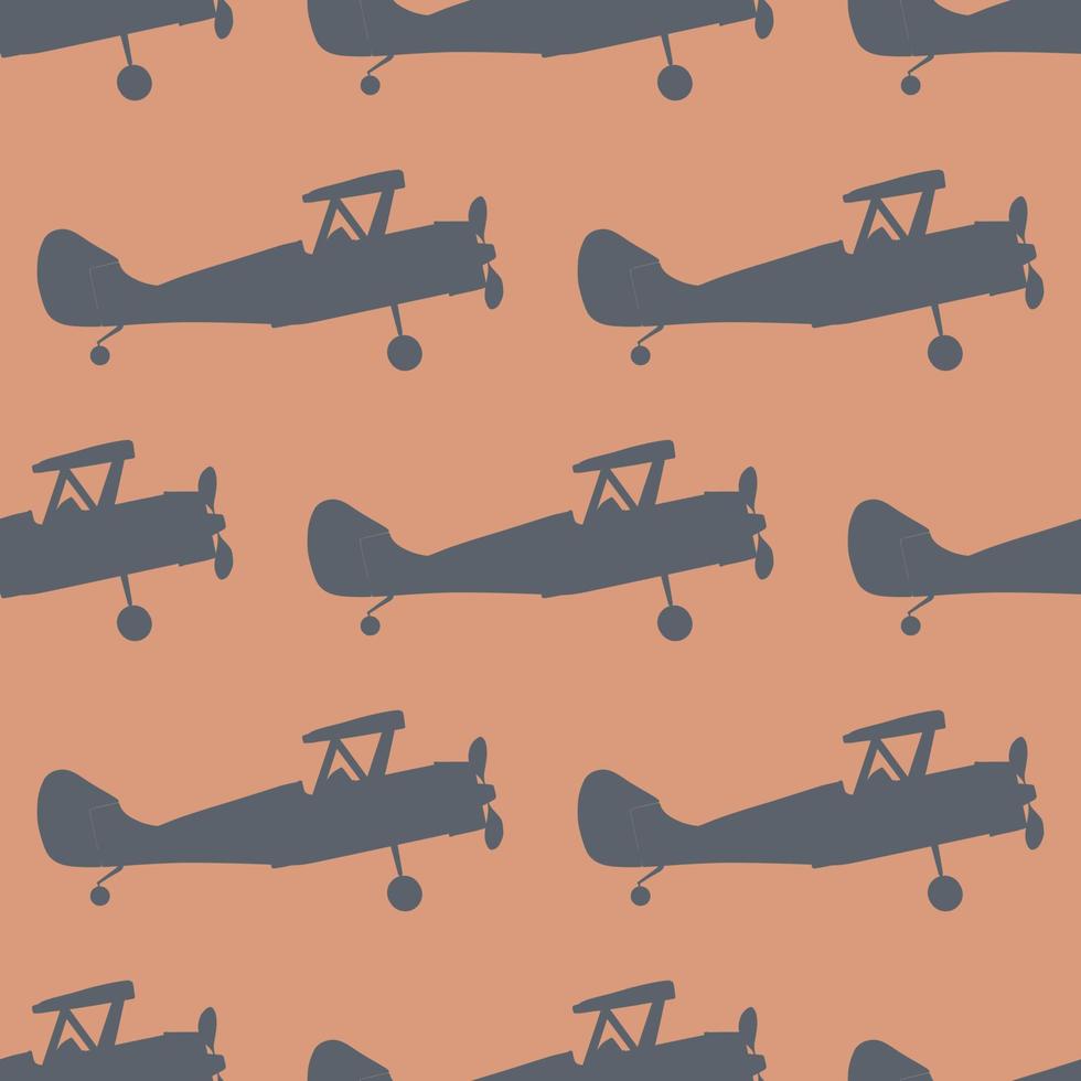 Seamless pattern with cartoon styled airplane vector