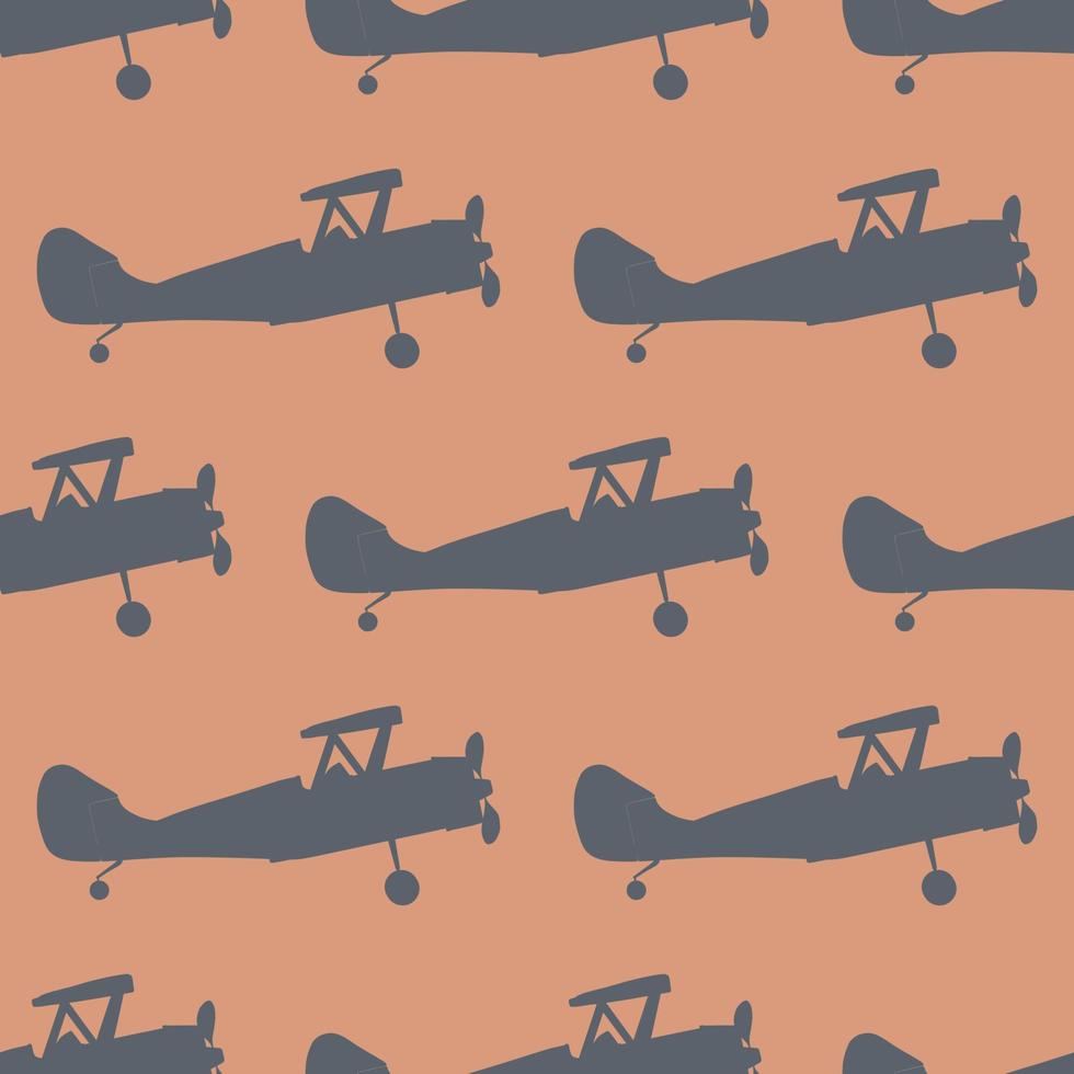 Seamless pattern with cartoon styled airplane vector