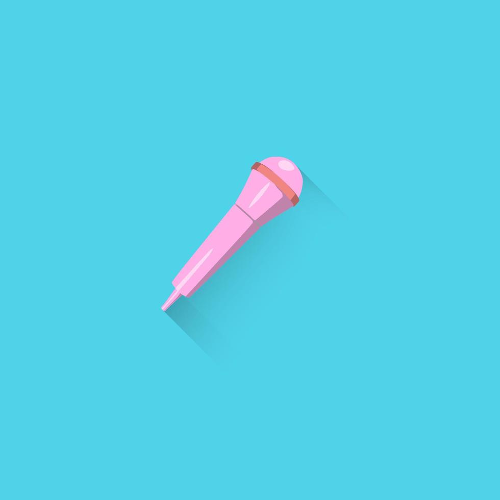 Pink microphone on bright blue background in pastel colors vector