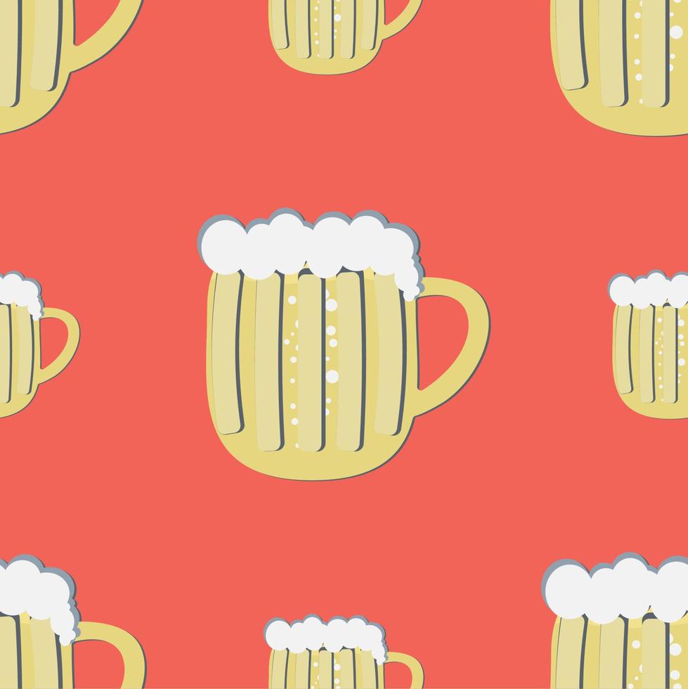 Seamless pattern with mug of beer. Vector illustration