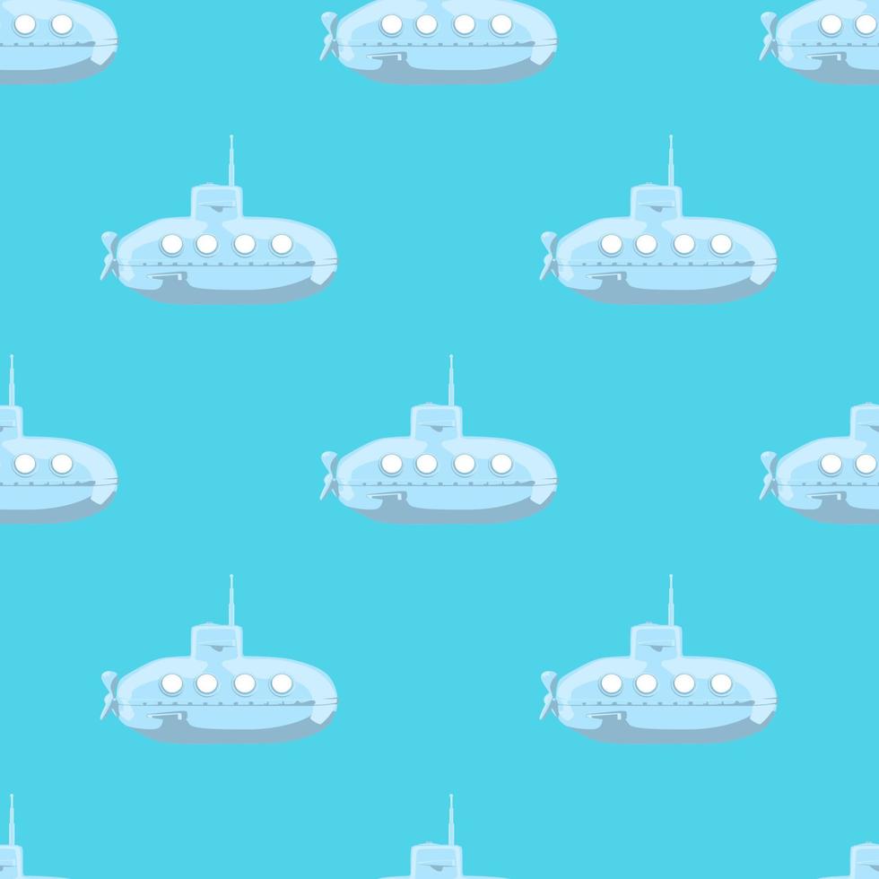 Cartoon-styled submarine seamless pattern. vector