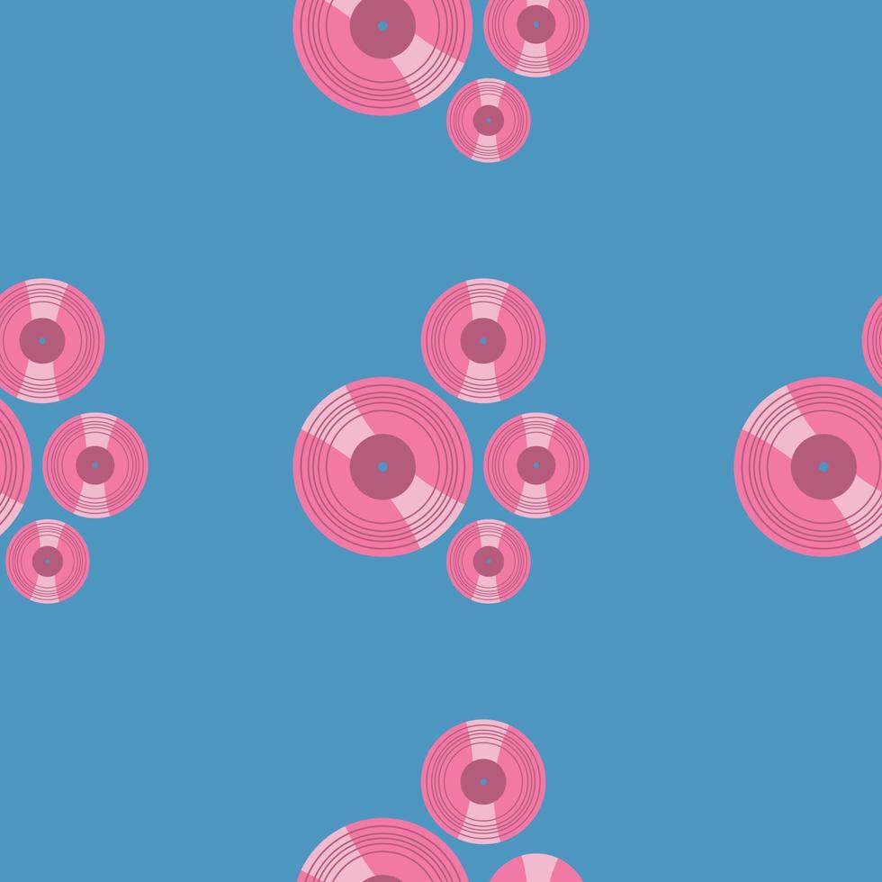 Seamless pattern with vinyl disk. Vector illustration
