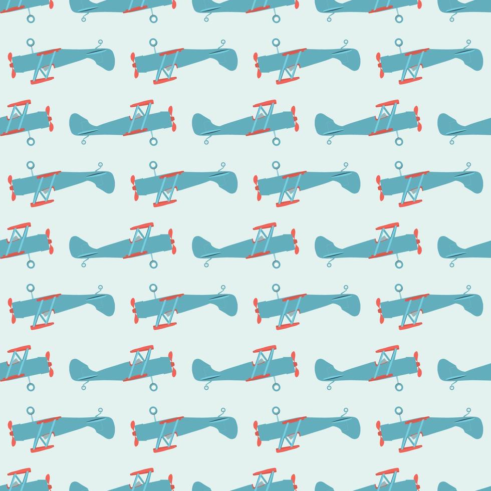Seamless pattern with cartoon styled airplane vector