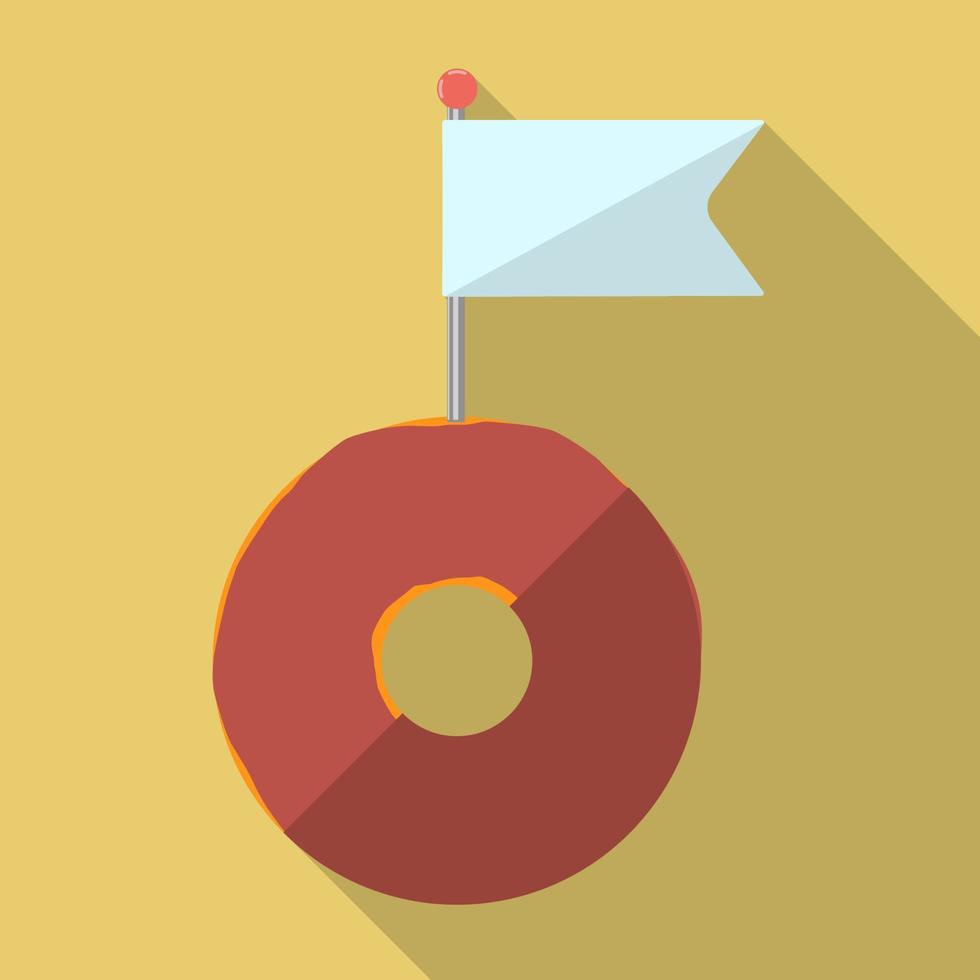 Donut with blank flag  icon. Vector illustration