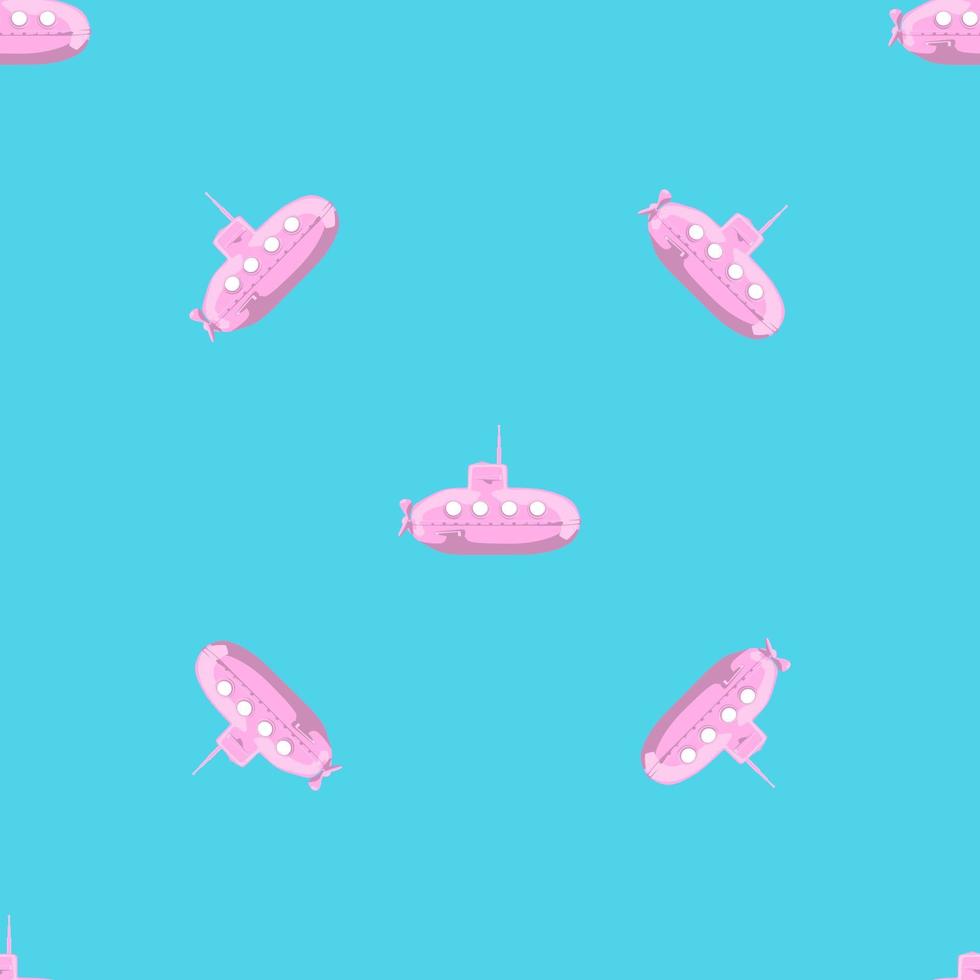 Cartoon-styled submarine seamless pattern. vector