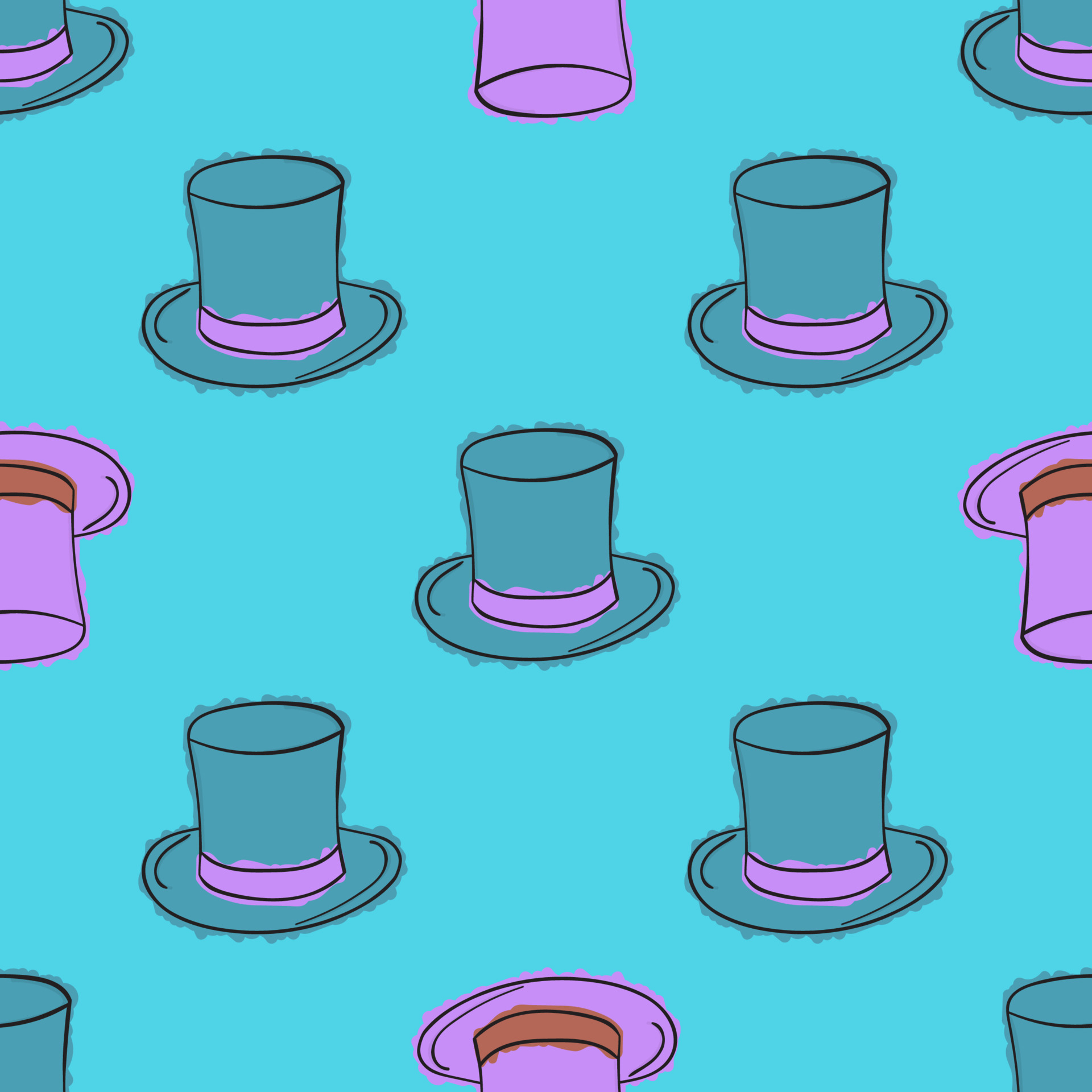 Top hat seamless pattern 4663736 Vector Art at Vecteezy