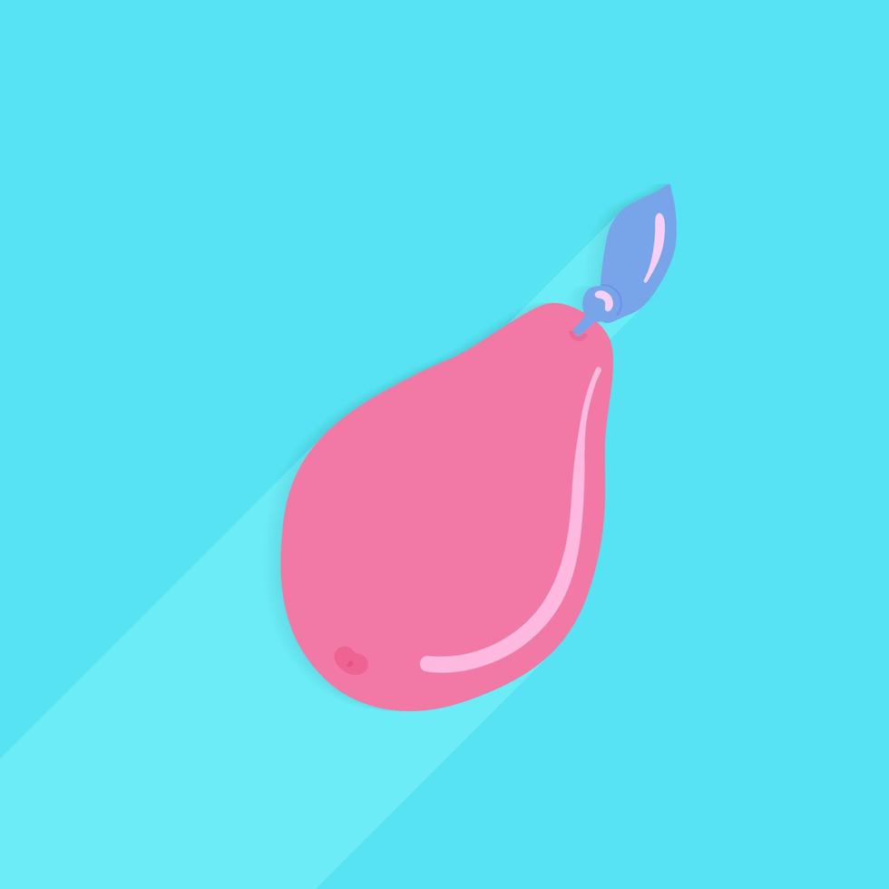 Pink pear on bright blue background in pastel colors. Eps 10 vector illustration