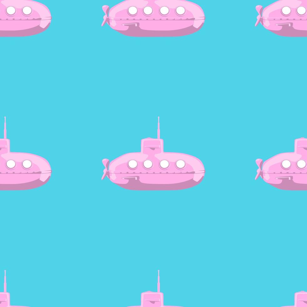 Cartoon-styled submarine seamless pattern. vector