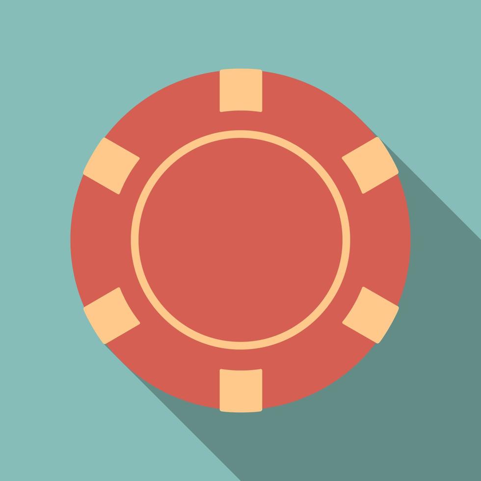 Red casino chip icon. Vector illustration