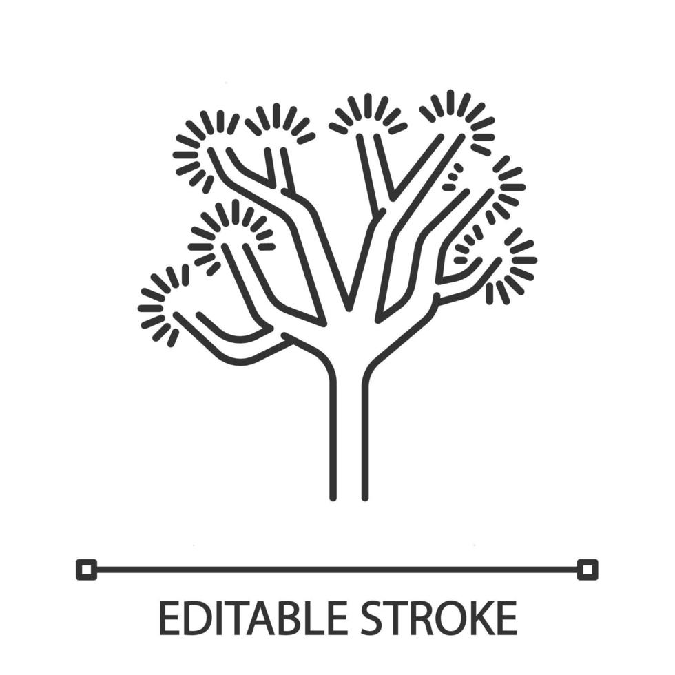 icono lineal de joshua tree. yuca brevifolia. planta del desierto. yuca de palmera. Ilustración de línea fina. símbolo de contorno. dibujo de contorno aislado vectorial. trazo editable vector