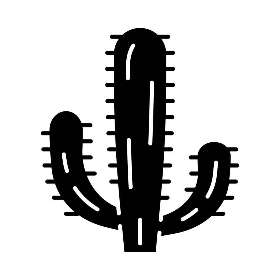 Mexican giant cactus glyph icon. Cardon. Elephant cactus. Mexican flora. Tallest cacti. Silhouette symbol. Negative space. Vector isolated illustration