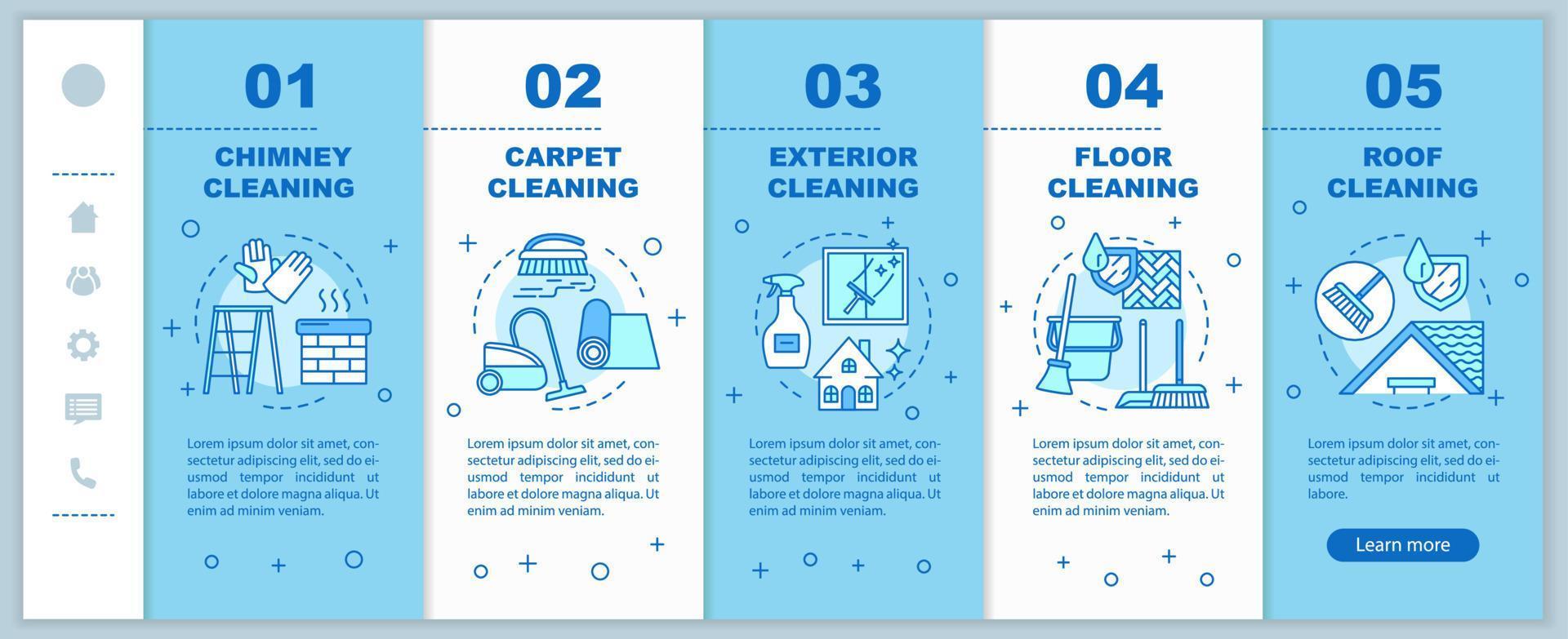 Additional cleaning services onboarding mobile web pages vector template. Exterior cleanup. Responsive smartphone website interface idea, illustration. Webpage walkthrough step screen. Color concept