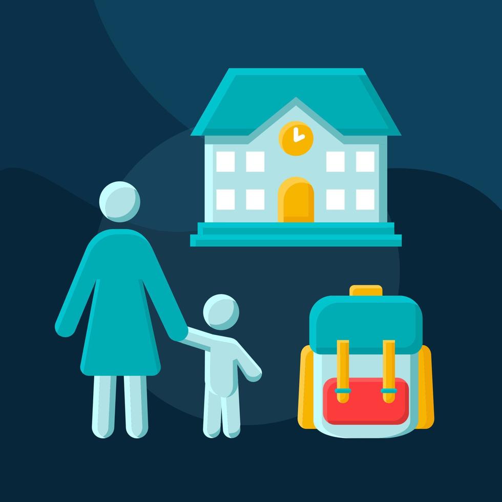 Afterschool babysitting flat concept vector icon. Extracurricular activities idea cartoon color illustrations set. Parenting, quality time with child. School education. Isolated graphic design element