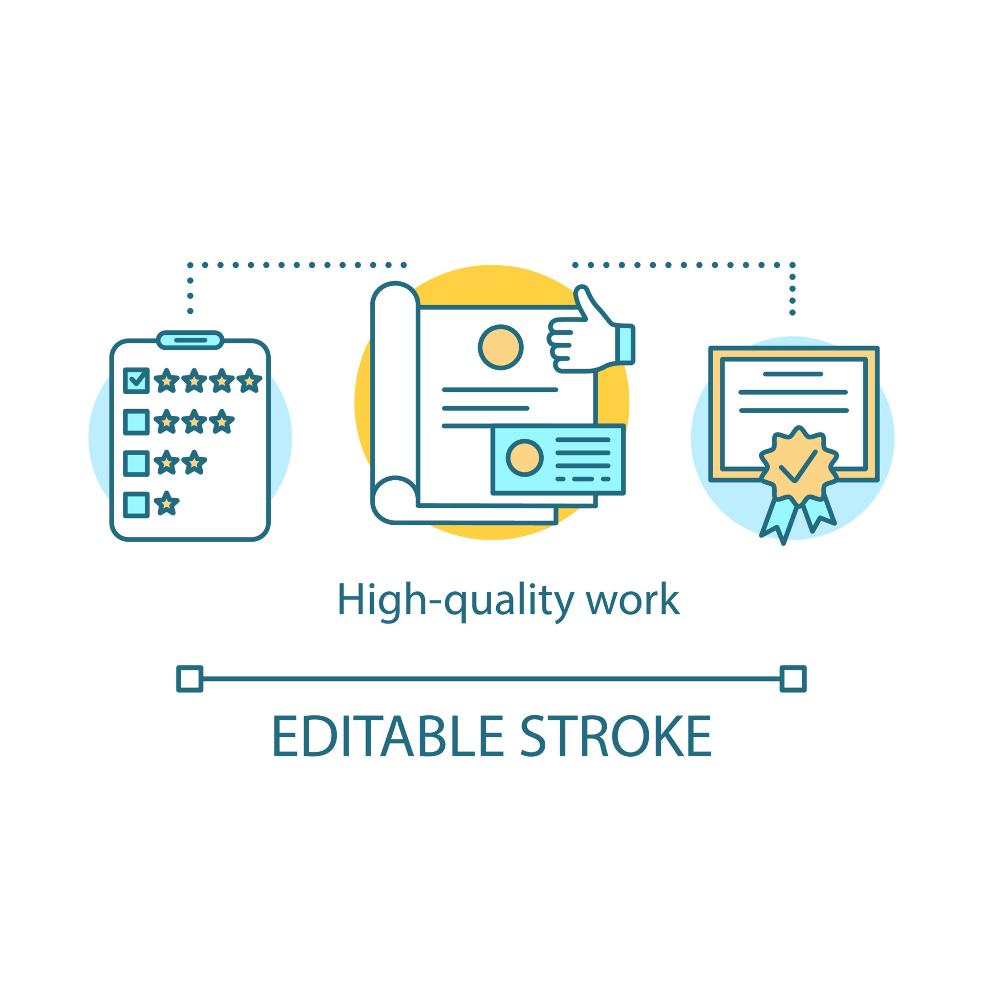 Highquality work concept icon. Good job idea thin line illustration. Certification. Employee