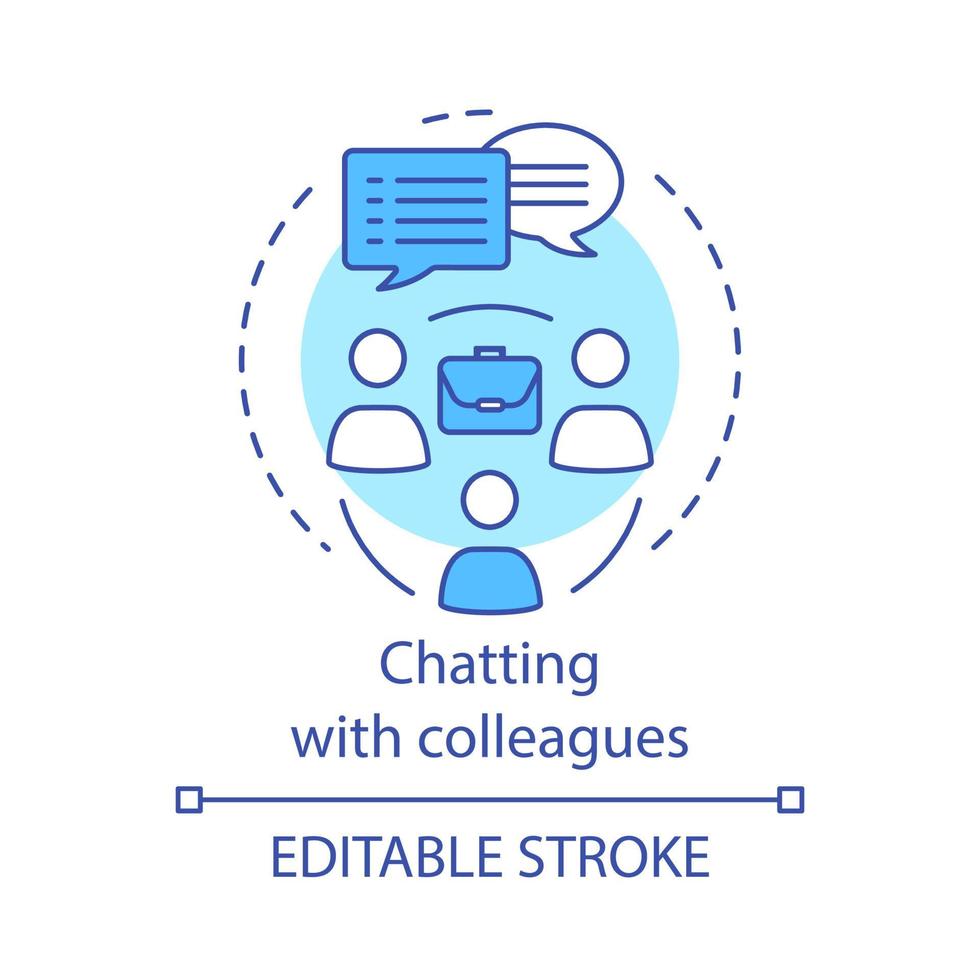 Chatting with colleagues concept icon. Work chat. Experience exchange. Dialogue. Professional communication idea thin line illustration. Vector isolated outline drawing. Editable stroke