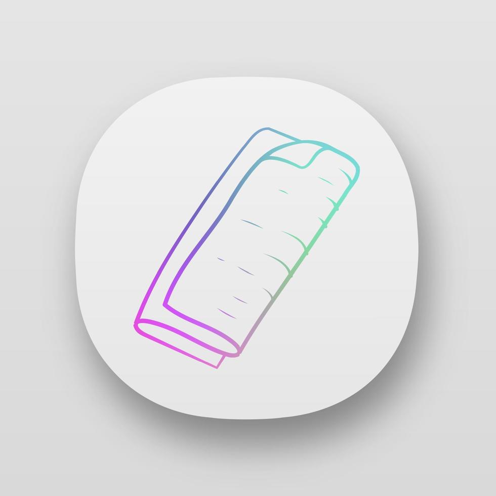 icono de la aplicación de servilletas de tela. textil ecológico, ecológico, sostenible, reutilizable. Utensilio de limpieza ecológico. tejido de cena. interfaz de usuario ui ux. aplicaciones web o móviles. vector ilustración aislada