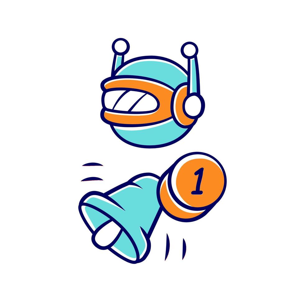 Proactive bot color icon. Sending messages, incoming notifications. Text alert. Reminder, alarm. Network communication. Artificial intelligence. Isolated vector illustration