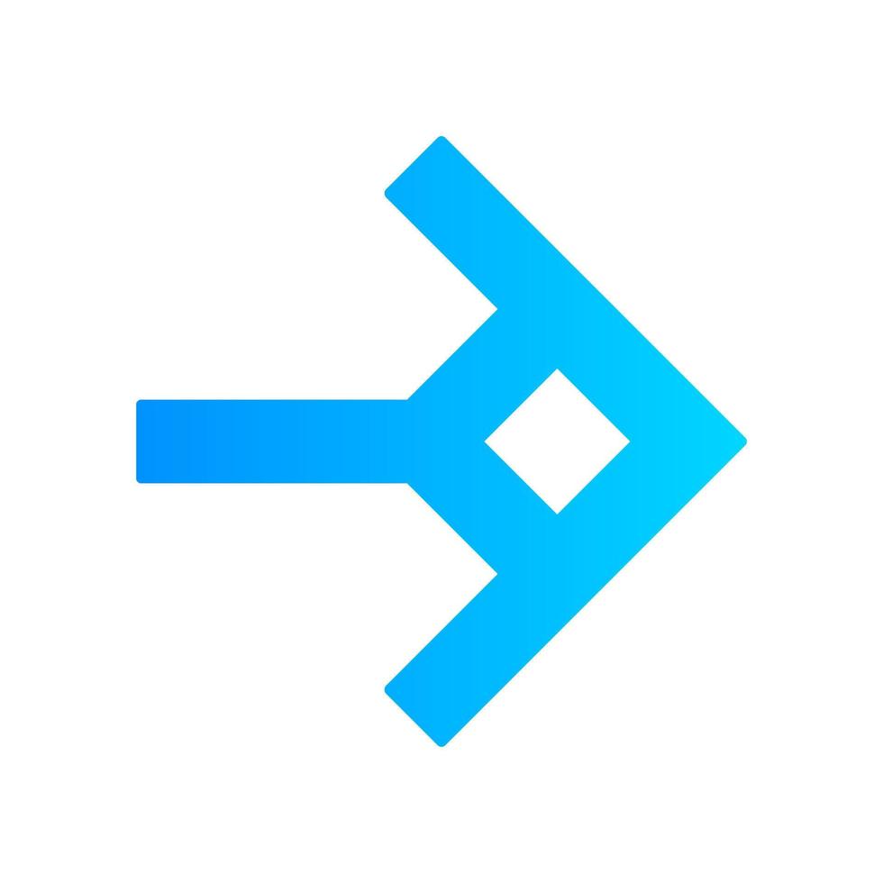Shaped blue arrow flat design long shadow color icon. Navigation arrowhead sign. East direction. Arrowhead indicating rightward. Next. Geometric pointer, indicator. Vector silhouette illustration