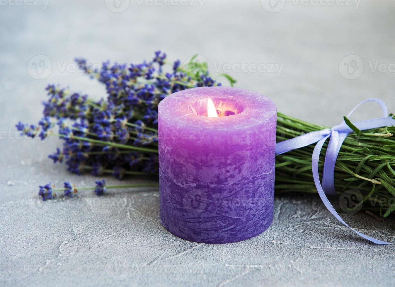 fresh lavender flowers and candle photo