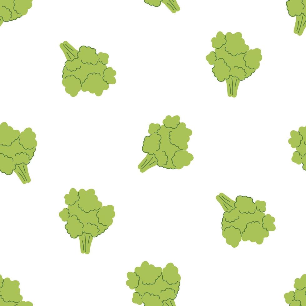 Broccoli seamless pattern vector illustration. Green vegetables hand drawn ornament. Healthy nutrition.
