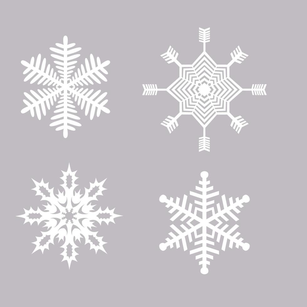 conjunto de ilustración de vector de copos de nieve. símbolo de invierno. decoración elemento de vacaciones de invierno.