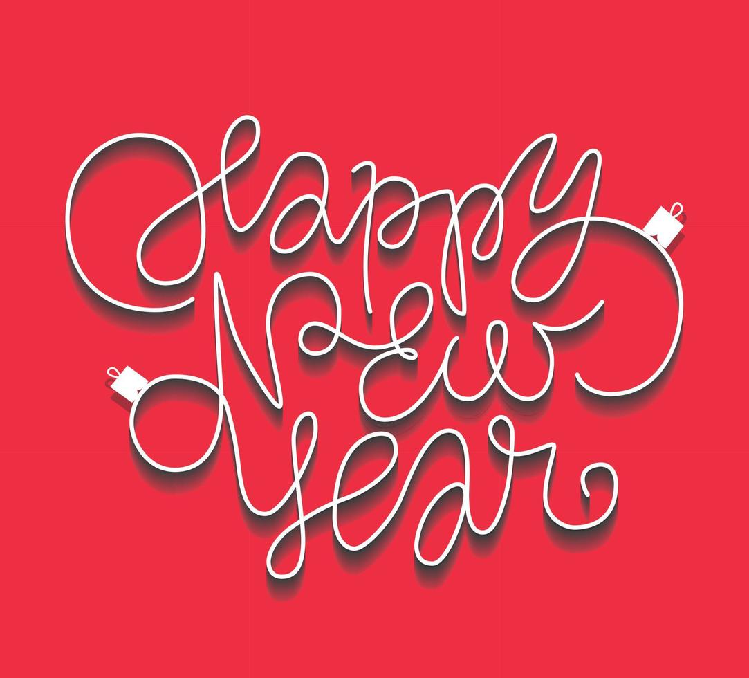 Happy new year lettering design. Winter holiday greeting poster. 3D letters script. Good for card, print, packaging, banner, sticker, cover, gifts, advertisement, sale, window, apparel. vector